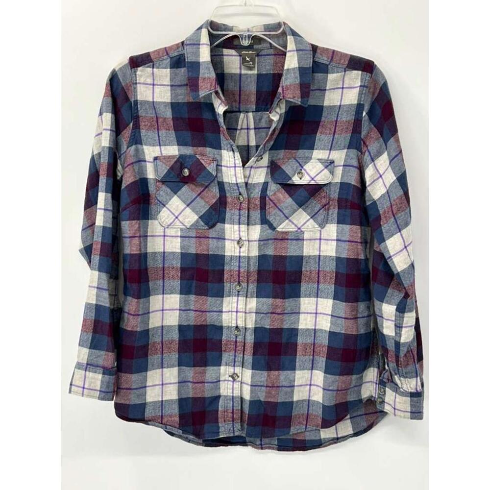 Eddie‎ Bauer Women's PS Cotton Classic Fit Plaid Button-Down Shirt